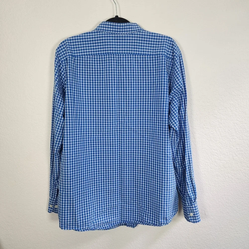 Banana Republic Mens Blue Plaid Regular Fit Long Sleeve Button Up Shirt XL